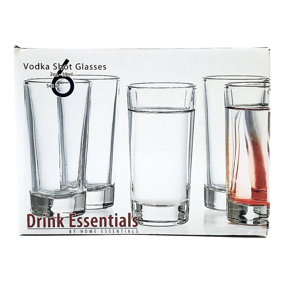RARE “Home Essentials” Vodka Shot Glasses – 2 oz. – Set of 6
